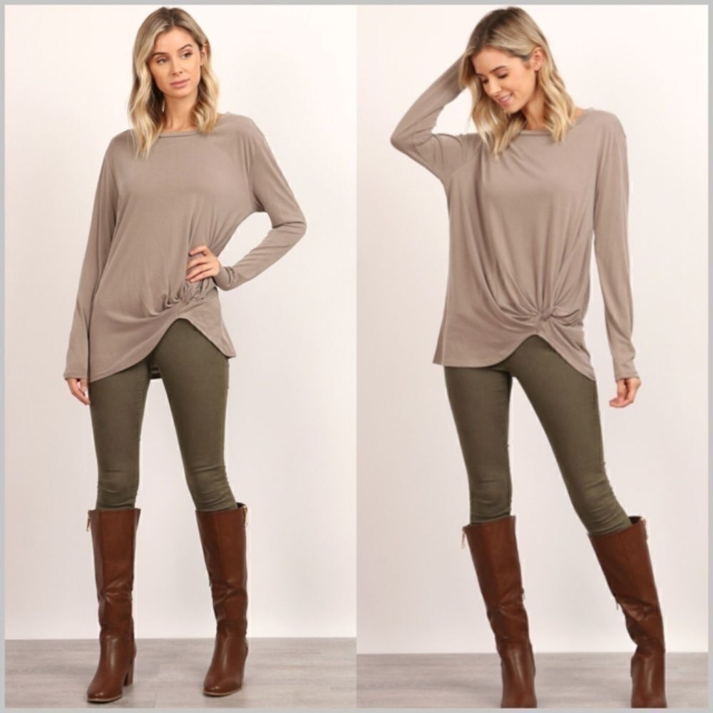 Mocha Top w/ Front Twist Knot Detail